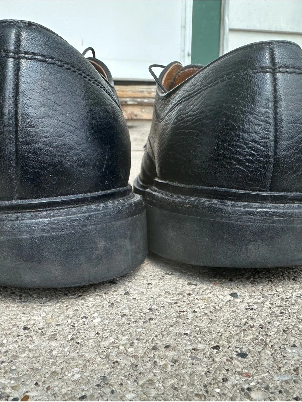 Allen Edmonds Black Pebbled Leather Cap-Toe Derby Shoes